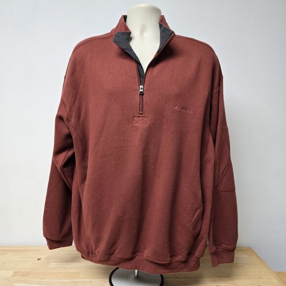 Columbia Size XL Sweatshirt Pullover Brown 1/4 Zip Pocket Padded Elbow Mens NWT - Picture 1 of 9